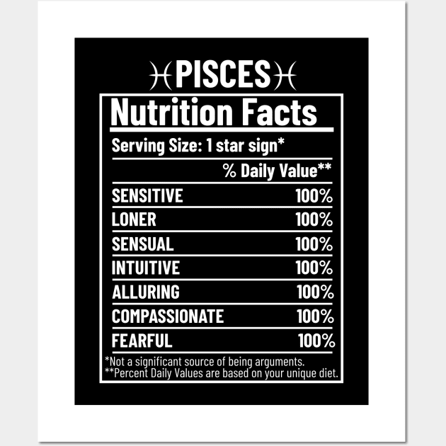 Pisces Nutrition Facts Label Wall Art by HobbyAndArt